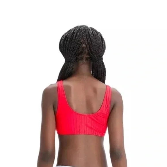 Art Class Girls Medium 8 Red Ribbed Swimsuit Top Americana UPF 50+ NWT - Picture 5 of 8